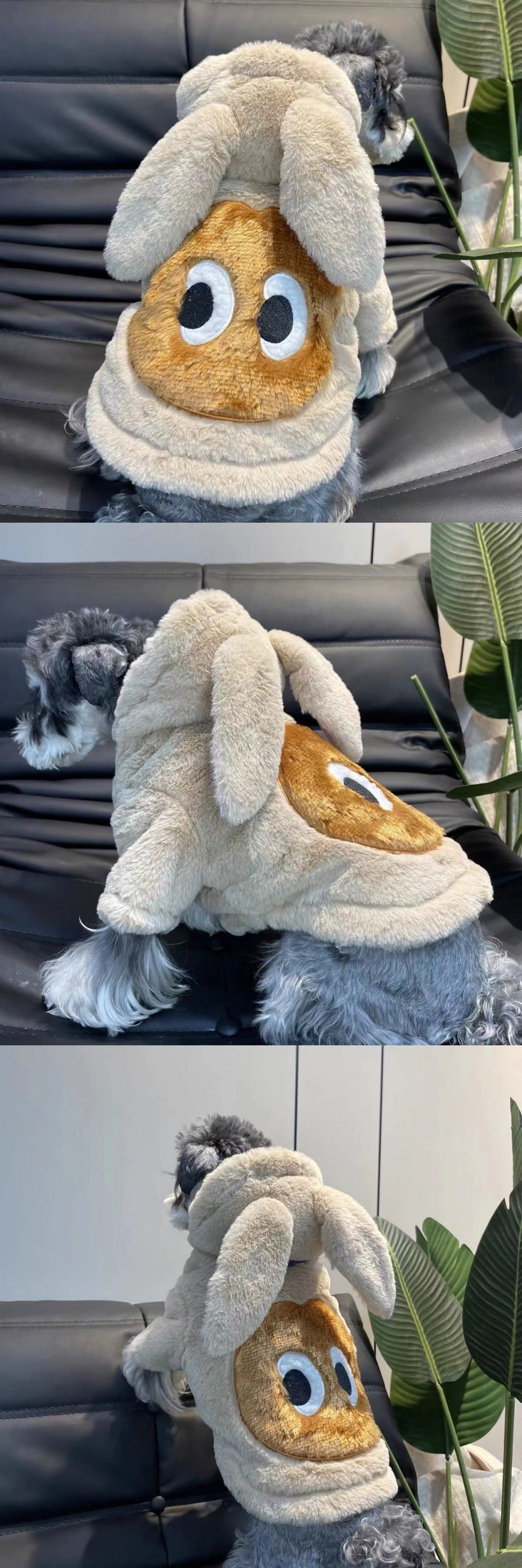 HKM-2299325 Thickened Beige Rabbit Ears Dog Clothes for Spring and Autumn