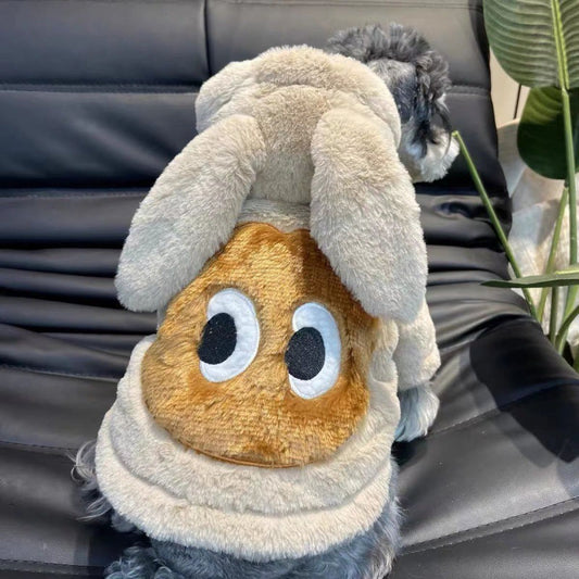 HKM-2299325 Thickened Beige Rabbit Ears Dog Clothes for Spring and Autumn