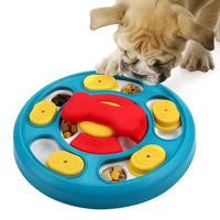 HKM-2299581 Leak-Proof Dog Feeding Puzzle Toy - Yellow, Red, Blue Colors - Plastic, 24x24x4.5cm
