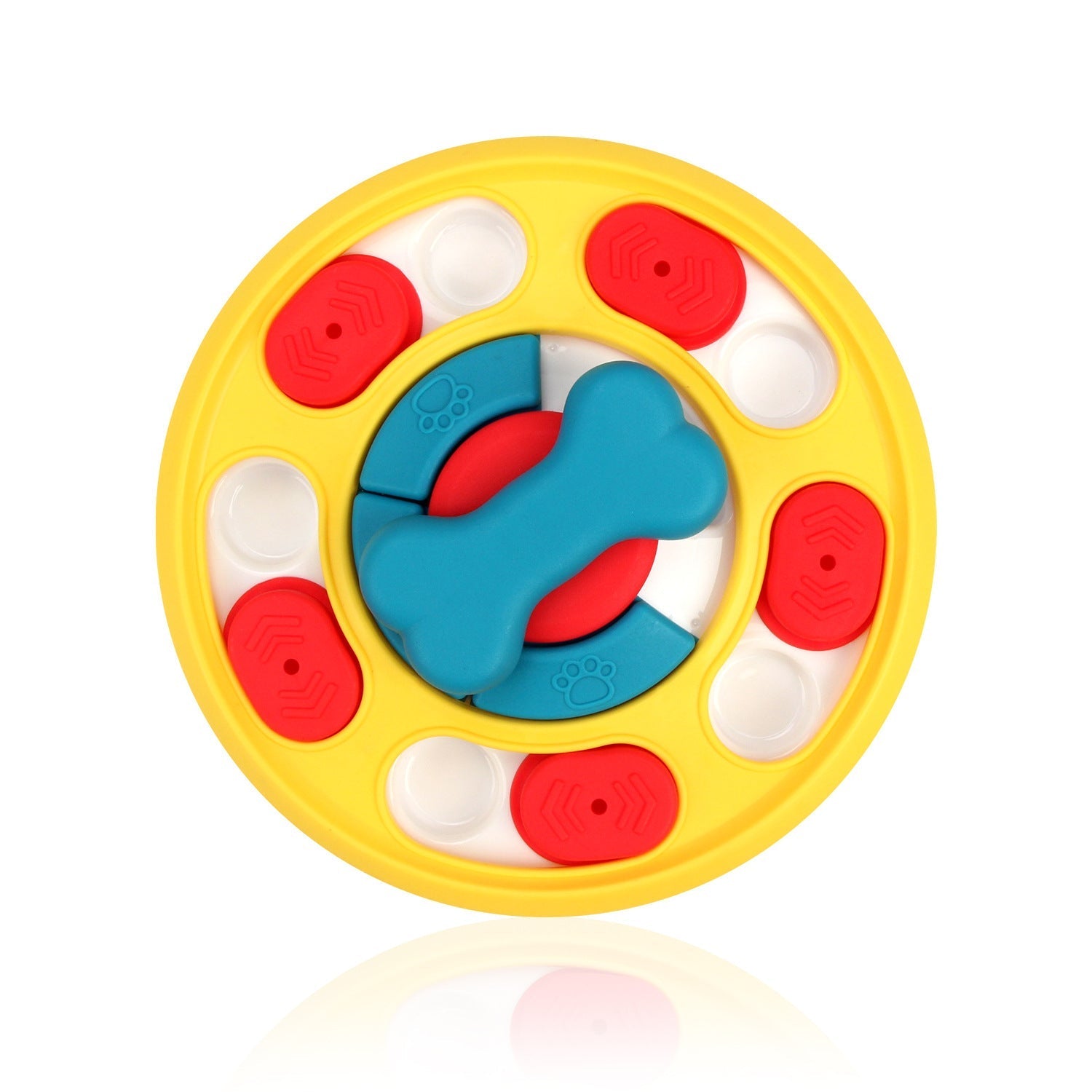 HKM-2299581 Leak-Proof Dog Feeding Puzzle Toy - Yellow, Red, Blue Colors - Plastic, 24x24x4.5cm
