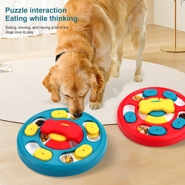 HKM-2299581 Leak-Proof Dog Feeding Puzzle Toy - Yellow, Red, Blue Colors - Plastic, 24x24x4.5cm