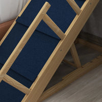 HKM-2300221 Adjustable Wooden Dog Ramp with Removable Guardrails for Safe Access to Beds and Sofas