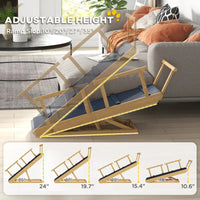HKM-2300221 Adjustable Wooden Dog Ramp with Removable Guardrails for Safe Access to Beds and Sofas