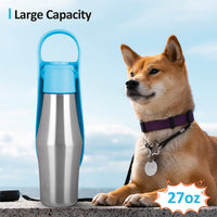 HKM-2300605 Portable Pet Water Bottle with Soft Silicone Leaf Design for Outdoor Travel, 750ml Capacity, Leak Proof and Safe for Dogs