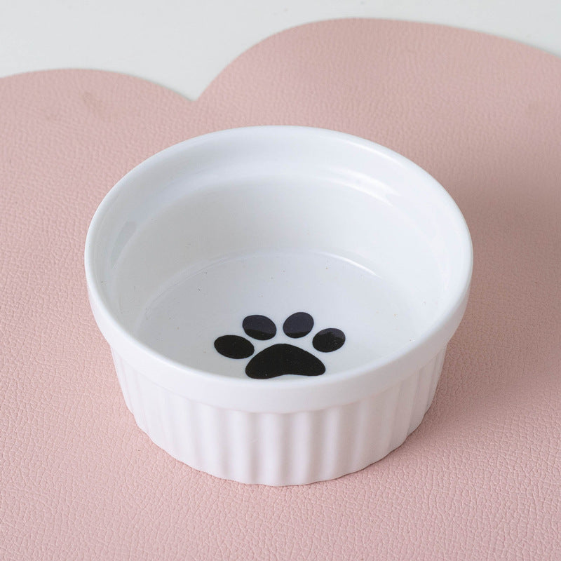 HKM-2300733 Ceramic Double Pet Bowl Set with Rack and Non-Slip Mat - Water and Food Bowl for Cats and Dogs