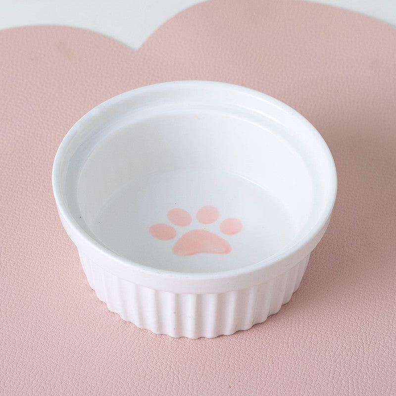 HKM-2300733 Ceramic Double Pet Bowl Set with Rack and Non-Slip Mat - Water and Food Bowl for Cats and Dogs