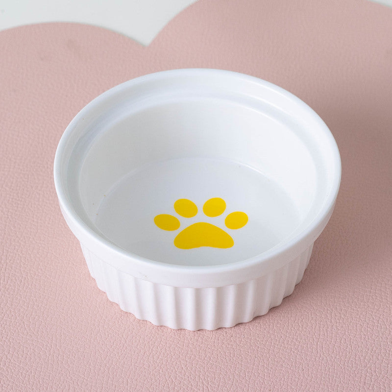 HKM-2300733 Ceramic Double Pet Bowl Set with Rack and Non-Slip Mat - Water and Food Bowl for Cats and Dogs