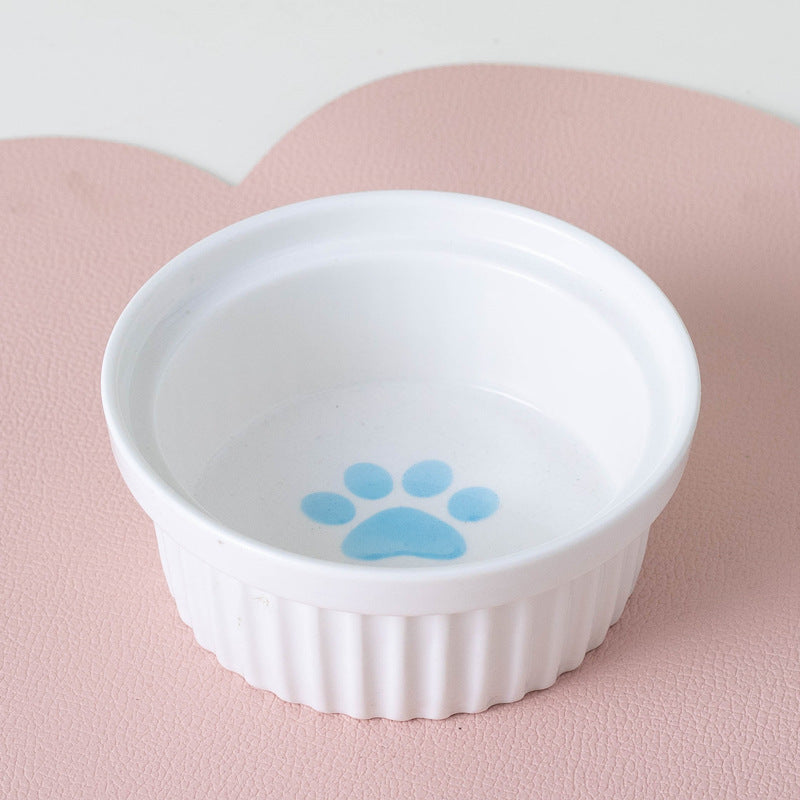 HKM-2300733 Ceramic Double Pet Bowl Set with Rack and Non-Slip Mat - Water and Food Bowl for Cats and Dogs