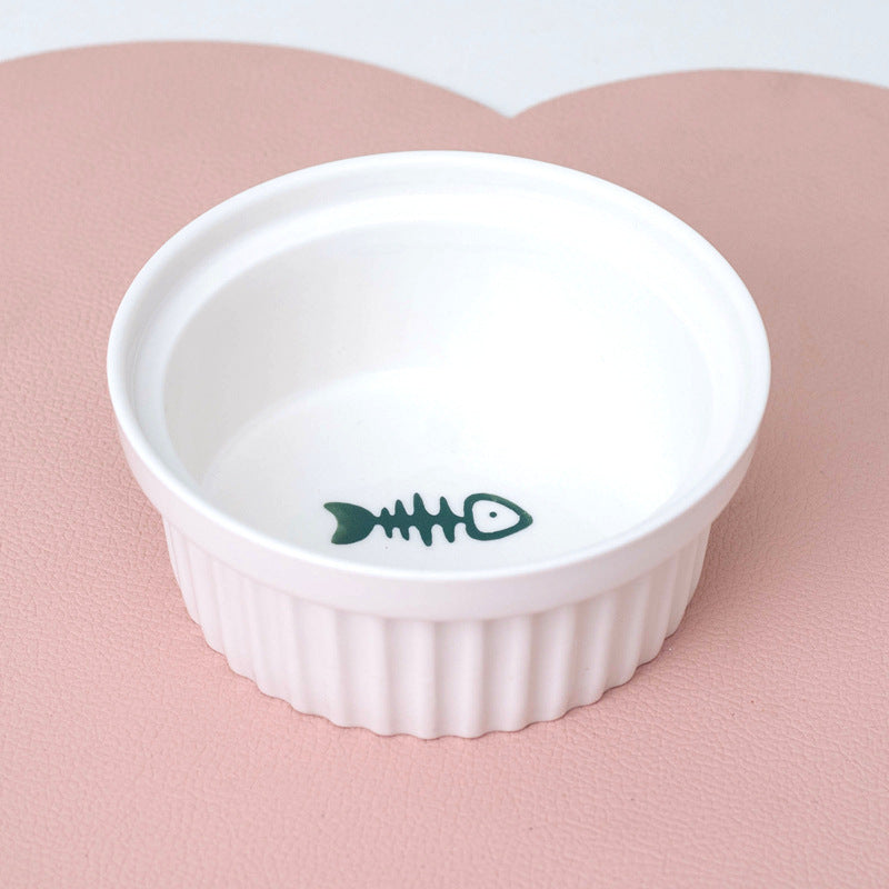 HKM-2300733 Ceramic Double Pet Bowl Set with Rack and Non-Slip Mat - Water and Food Bowl for Cats and Dogs
