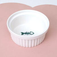 HKM-2300733 Ceramic Double Pet Bowl Set with Rack and Non-Slip Mat - Water and Food Bowl for Cats and Dogs