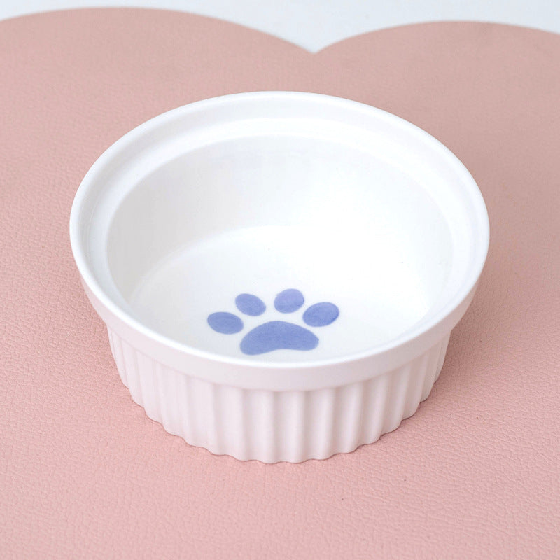 HKM-2300733 Ceramic Double Pet Bowl Set with Rack and Non-Slip Mat - Water and Food Bowl for Cats and Dogs