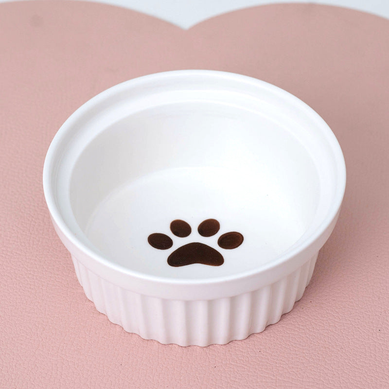 HKM-2300733 Ceramic Double Pet Bowl Set with Rack and Non-Slip Mat - Water and Food Bowl for Cats and Dogs