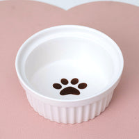HKM-2300733 Ceramic Double Pet Bowl Set with Rack and Non-Slip Mat - Water and Food Bowl for Cats and Dogs
