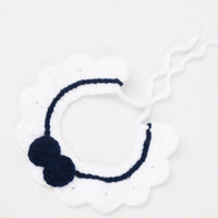 HKM-2302141 Hand-Knitted Adjustable Flower Bow Cat and Dog Collar in Red, Blue, Pink, White, and Navy Blue - Made from Soft Milk Cotton