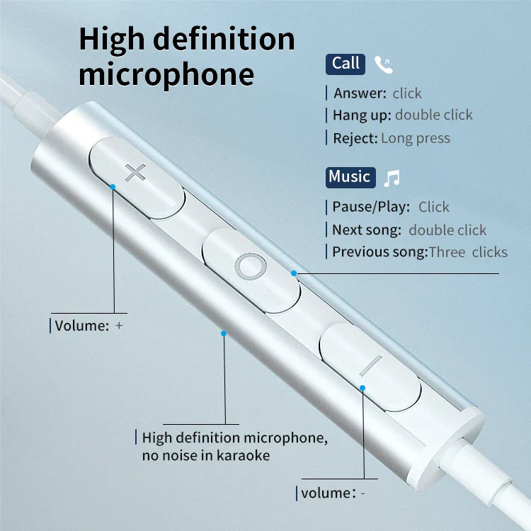 HKM-230227 Stereo Wired Earphones with Microphone for Mobile Devices - Metal Design