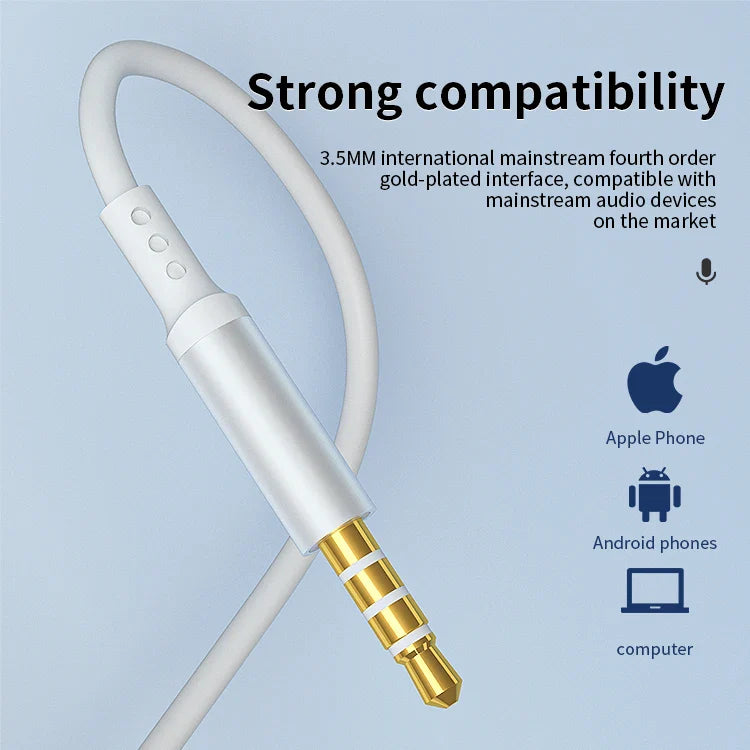 HKM-230227 Stereo Wired Earphones with Microphone for Mobile Devices - Metal Design