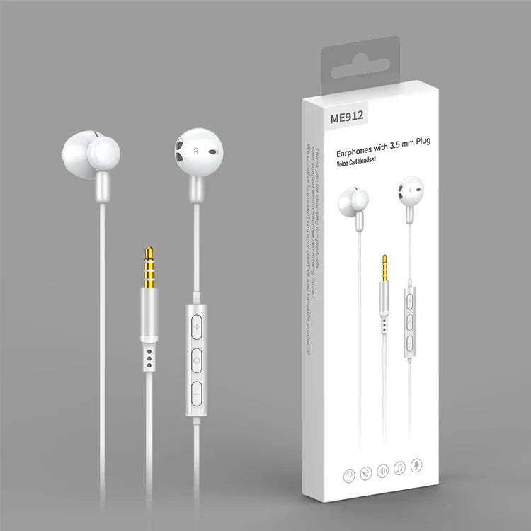 HKM-230227 Stereo Wired Earphones with Microphone for Mobile Devices - Metal Design