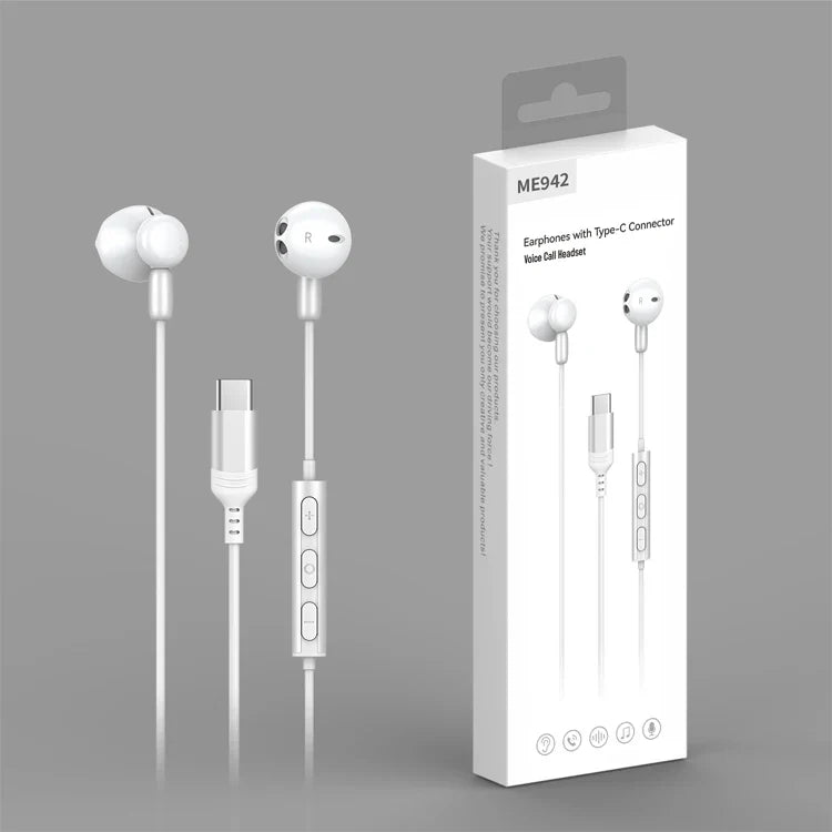 HKM-230227 Stereo Wired Earphones with Microphone for Mobile Devices - Metal Design