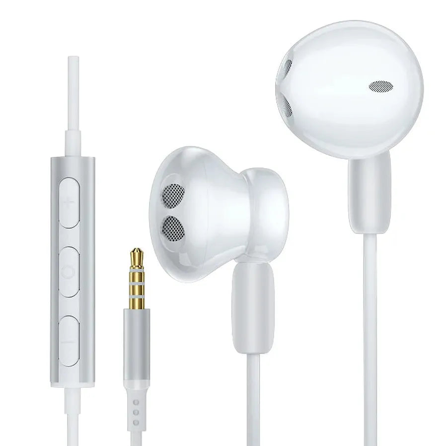 HKM-230227 Stereo Wired Earphones with Microphone for Mobile Devices - Metal Design