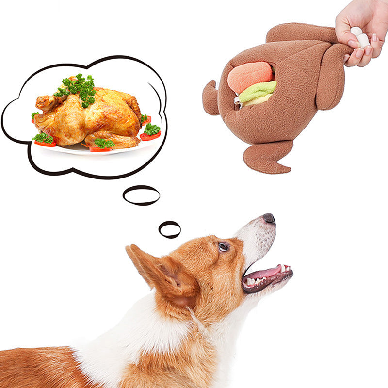 HKM-2304189 Interactive Plush Snuff Toy for Dogs - Turkey Vegetable Design, 20 x 24 x 12.5 cm