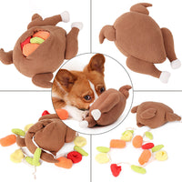 HKM-2304189 Interactive Plush Snuff Toy for Dogs - Turkey Vegetable Design, 20 x 24 x 12.5 cm