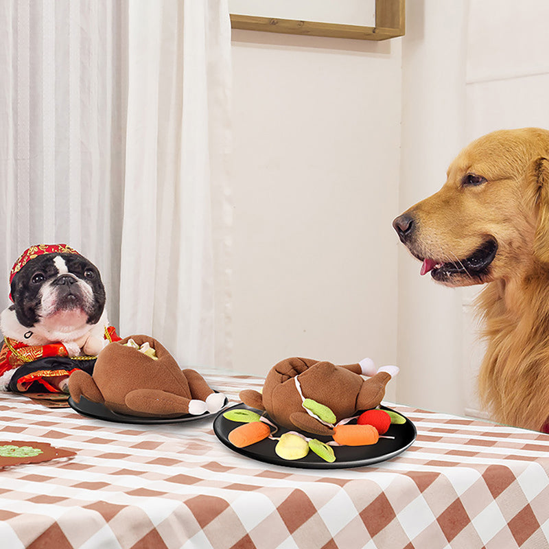 HKM-2304189 Interactive Plush Snuff Toy for Dogs - Turkey Vegetable Design, 20 x 24 x 12.5 cm