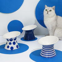 HKM-2304701 Ceramic Cat Water Bowl with High Foot Design - Small and Large Sizes Available