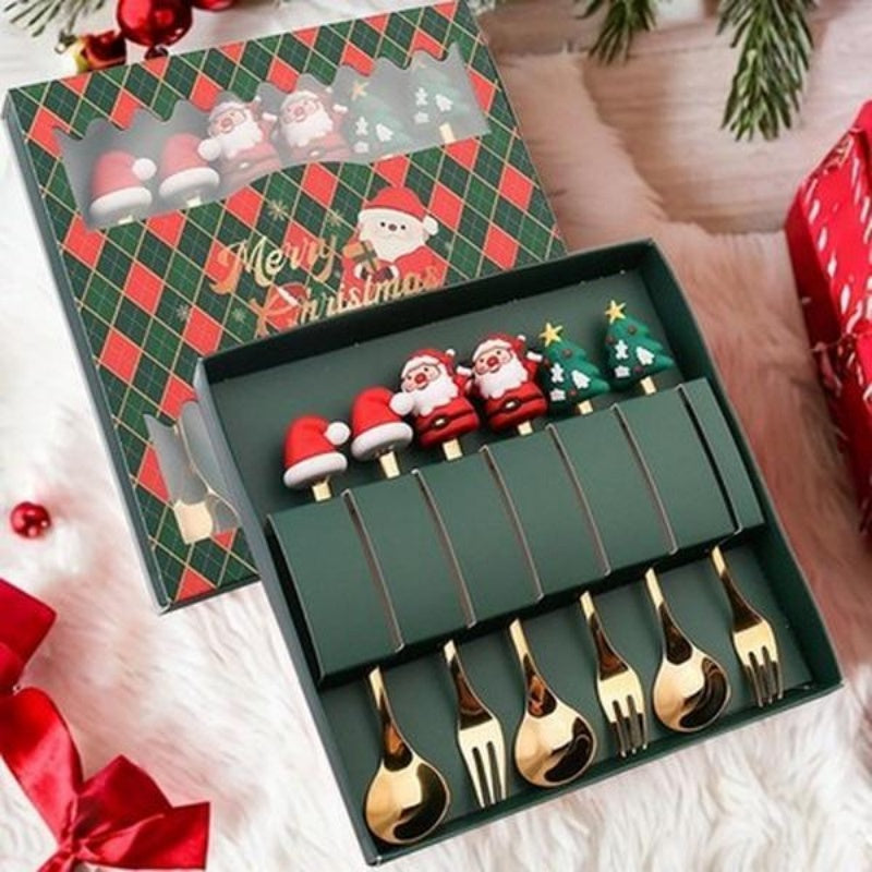 HKM-230611 Christmas-Themed Stainless Steel Flatware Set with Spoons and Forks