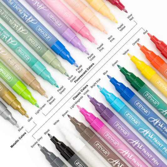 HKM-230611 Water-Resistant Acrylic Paint Markers, 64 Colours, Extra Fine Tip, Opaque Ink, Ideal for Various Surfaces