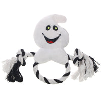 HKM-230803 Durable Cotton Rope Knot Toy for Dogs - Halloween Pumpkin, Ghost, and Black Cat Rings