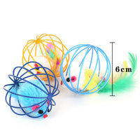 HKM-2311101 Bouncy Suction Cup Spring Ball Cat Toy with Pompom Attachment
