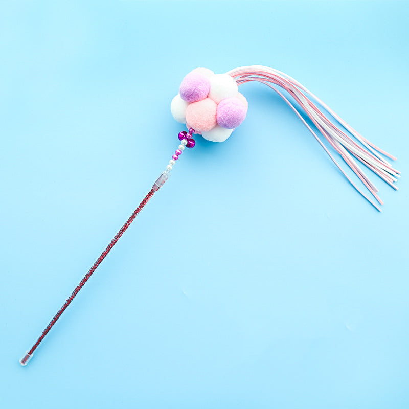 HKM-2311101 Bouncy Suction Cup Spring Ball Cat Toy with Pompom Attachment