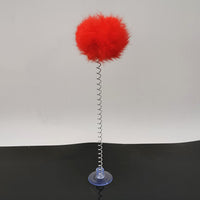 HKM-2311101 Bouncy Suction Cup Spring Ball Cat Toy with Pompom Attachment