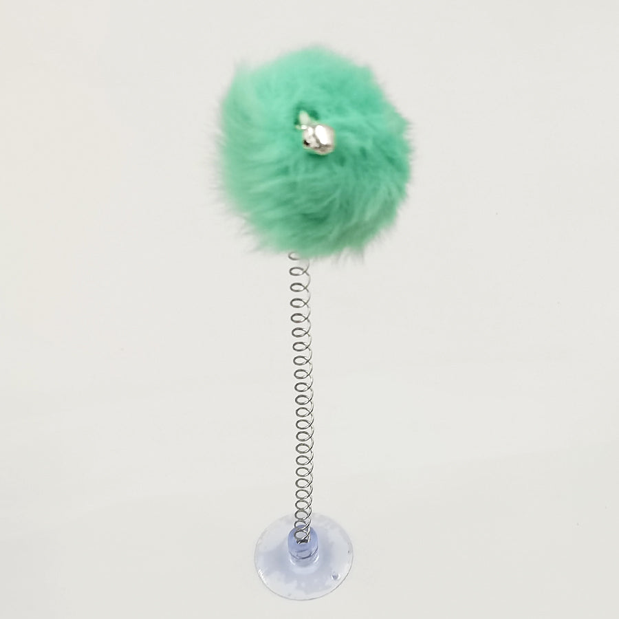 HKM-2311101 Bouncy Suction Cup Spring Ball Cat Toy with Pompom Attachment