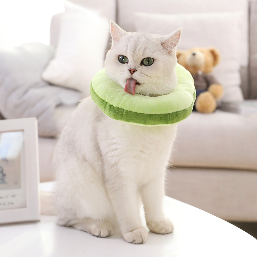 HKM-2312509 Avocado and Toast Plush Pet Collar Headgear Accessory for Cats