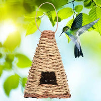 HKM-231251 Creative Flat Bottom Grass Woven Bird's Nest Horticultural Decoration - 12cm x 19cm