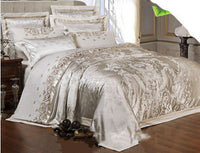 HKM-231251 Luxury Ice Silk Jacquard Linen and Cotton Bedding Set in Various Colors - 4 Piece Collection