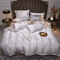 HKM-231315 Solid Color Dark Blue Quilt Cover Set for Stylish Bedding