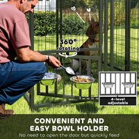HKM-2313917 Outdoor Dog Kennel with Adjustable Bowls, Waterproof Cover, and Secure Locking Gate, 3.9 x 3.9 x 6 ft