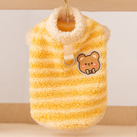 HKM-2314813 Cozy Sherpa Pet Vest with Bear Patch and Integrated Leash Ring for Small to Medium Dogs and Cats
