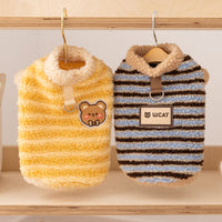 HKM-2314813 Cozy Sherpa Pet Vest with Bear Patch and Integrated Leash Ring for Small to Medium Dogs and Cats