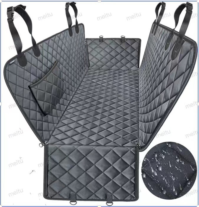 HKM-2315069 Water and Dirt Resistant Pet Mat for Car Rear Seat, Anti-Bite Design with Pocket, 137 x 147 cm, Orange or Black
