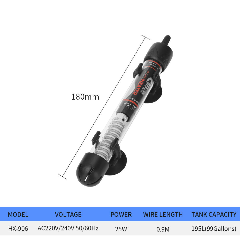 HKM-231699 Automatic Aquarium Heater with Thermostat, Glass Design, 25W to 300W Options for Fish Tanks and Tortoise Care