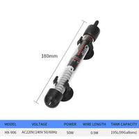 HKM-231699 Automatic Aquarium Heater with Thermostat, Glass Design, 25W to 300W Options for Fish Tanks and Tortoise Care