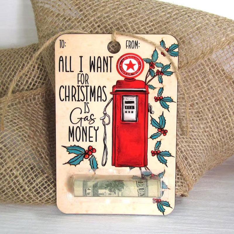 HKM-231763 Creative Wooden Christmas Wallet Decorative Pendant - Modern Art Design, 4 x 6 inches