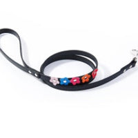 HKM-2318013 Double Row Colorful Flower Dog Collar - Durable PU Material - Adjustable Sizes S & M