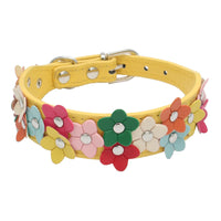 HKM-2318013 Double Row Colorful Flower Dog Collar - Durable PU Material - Adjustable Sizes S & M
