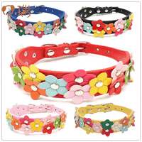 HKM-2318013 Double Row Colorful Flower Dog Collar - Durable PU Material - Adjustable Sizes S & M