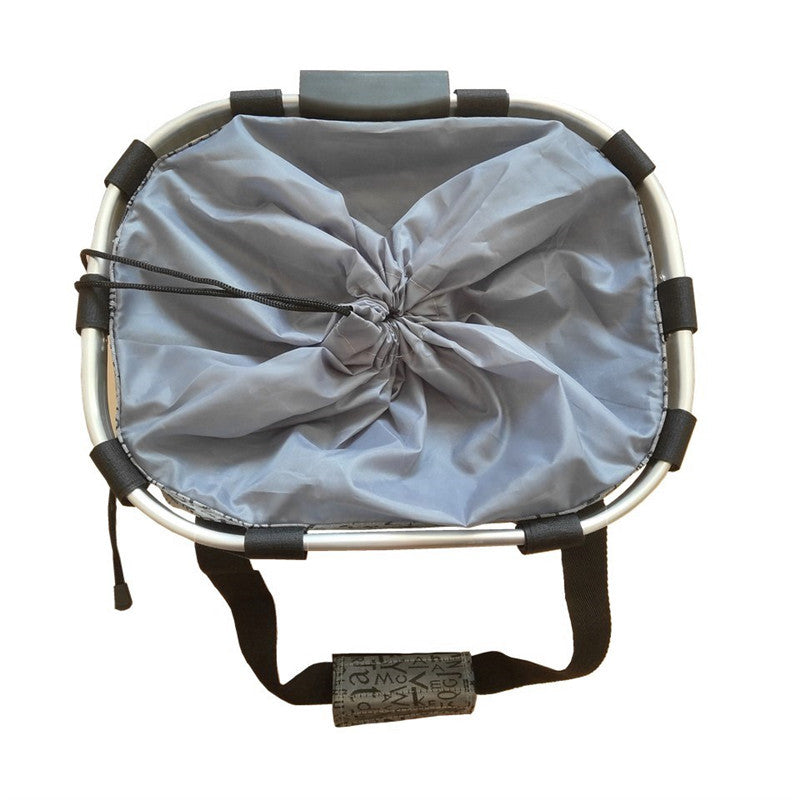 HKM-2318269 Folding Aluminum Alloy Bicycle Basket for Pets and Shopping, Waterproof Fabric, Adjustable for Handlebars