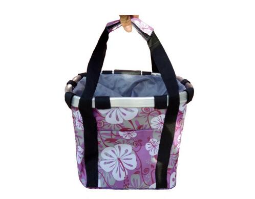 HKM-2318269 Folding Aluminum Alloy Bicycle Basket for Pets and Shopping, Waterproof Fabric, Adjustable for Handlebars